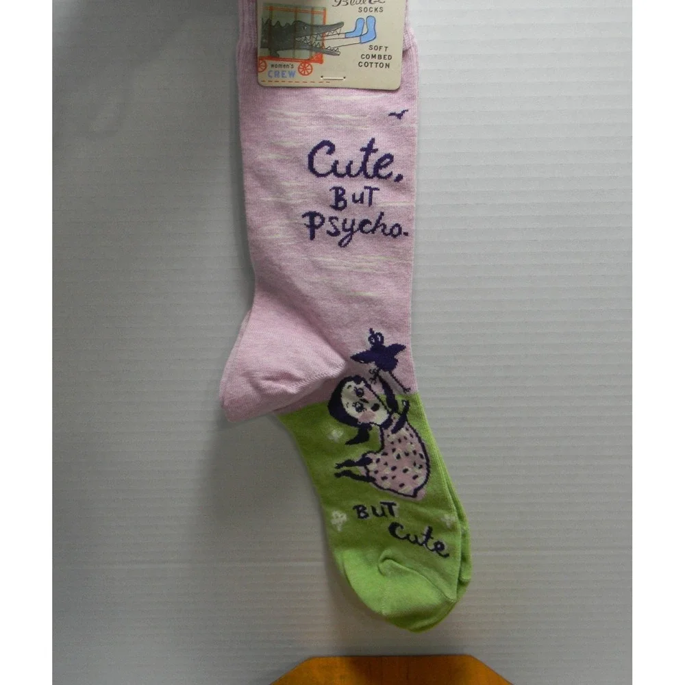 Blue Q Cute But Psycho Women's Crew Socks Size 5-10 Novelty NWT